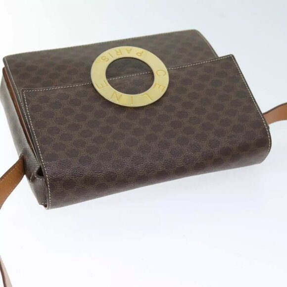 CELINE Macadam Canvas Shoulder Bag PVC Brown Auth - Picture 11 of 16